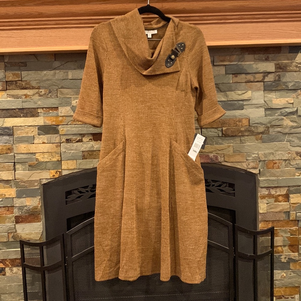Rust black striped dress